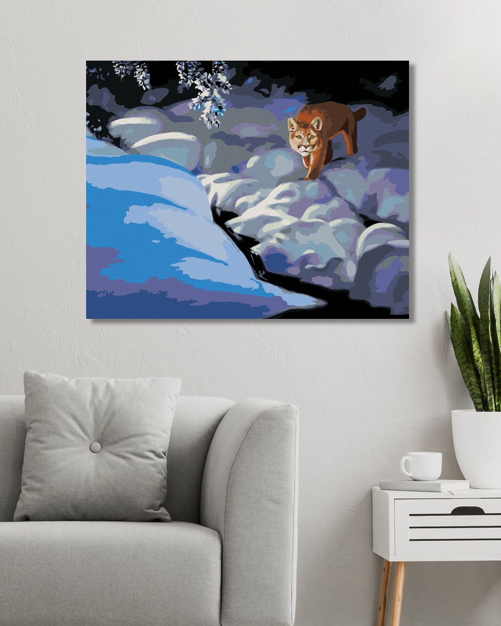 zuty Malování podle čísel - PUMA VE SNĚHU A ŘEKA (D. RUSTY RUST) - Rozměr: 40x50 cm, Rámování: Varianta: bez rámu a bez vypnutí plátna - obrázek 7