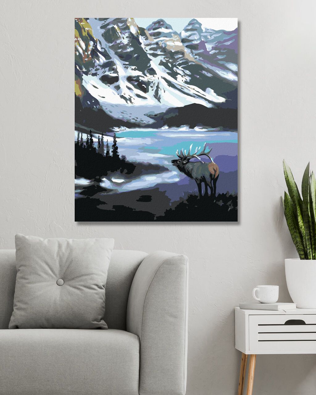 zuty Malování podle čísel - LOS V HORÁCH BĚHEM ZIMY (D. RUSTY RUST) - Rozměr: 40x50 cm, Rámování: Varianta: bez rámu a bez vypnutí plátna - obrázek 7
