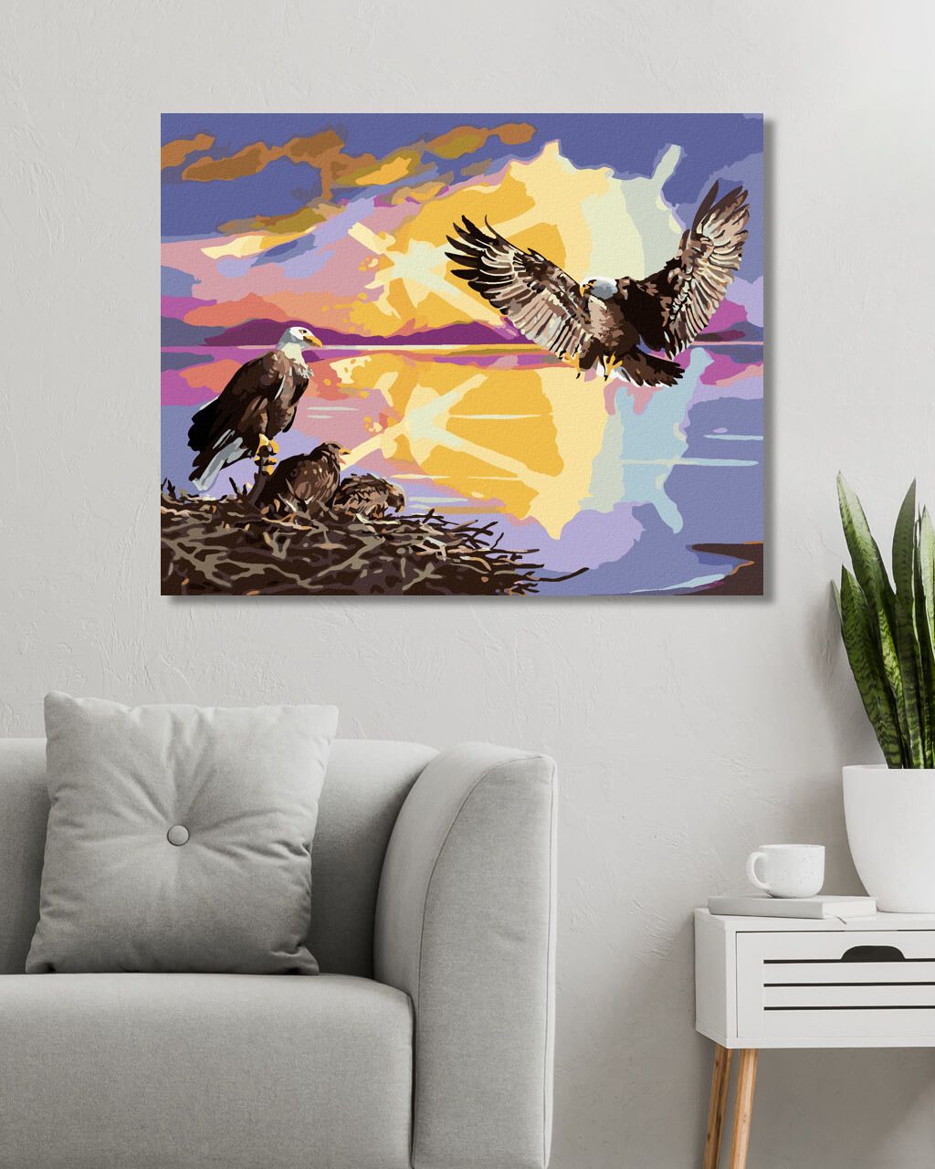 zuty Malování podle čísel - OREL A MLÁĎATA (D. RUSTY RUST) - Rozměr: 40x50 cm, Rámování: Varianta: vypnuté plátno na rám - obrázek 2