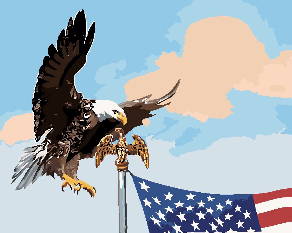 zuty Malování podle čísel - OREL U STOŽÁRU VLAJKY USA (D. RUSTY RUST) - Rozměr: 40x50 cm, Rámování: Varianta: vypnuté plátno na rám - obrázek 4