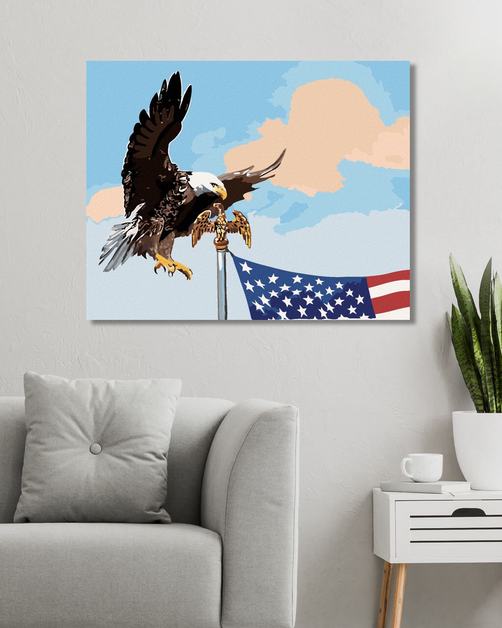 zuty Malování podle čísel - OREL U STOŽÁRU VLAJKY USA (D. RUSTY RUST) - Rozměr: 40x50 cm, Rámování: Varianta: vypnuté plátno na rám - obrázek 8