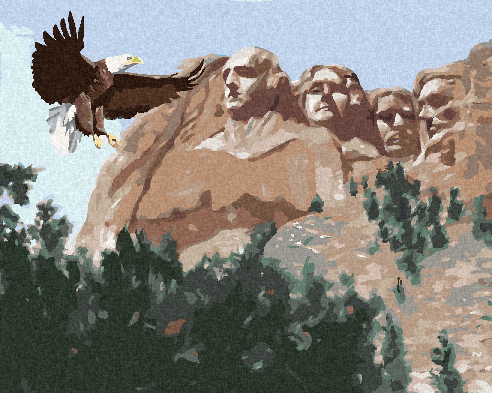 zuty Malování podle čísel - OREL U MOUNT RUSHMORE (D. RUSTY RUST) - Rozměr: 40x50 cm, Rámování: Varianta: vypnuté plátno na rám - obrázek 1