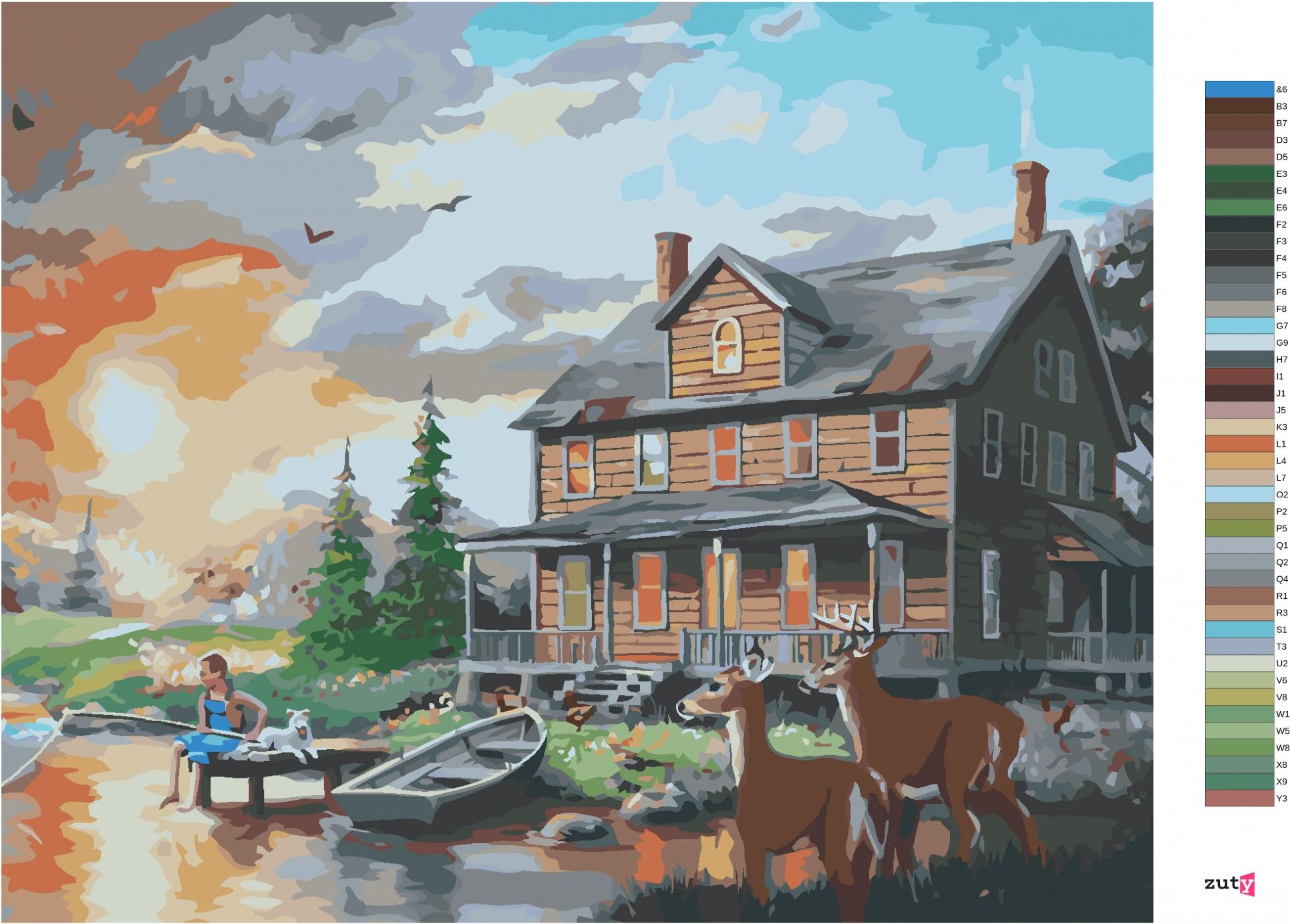 zuty Malování podle čísel - JELEN A LAŇ U JEZÍRKA PŘED DOMEM (D. RUSTY RUST) - Rozměr: 40x50 cm, Rámování: Varianta: bez rámu a bez vypnutí plátna - obrázek 9