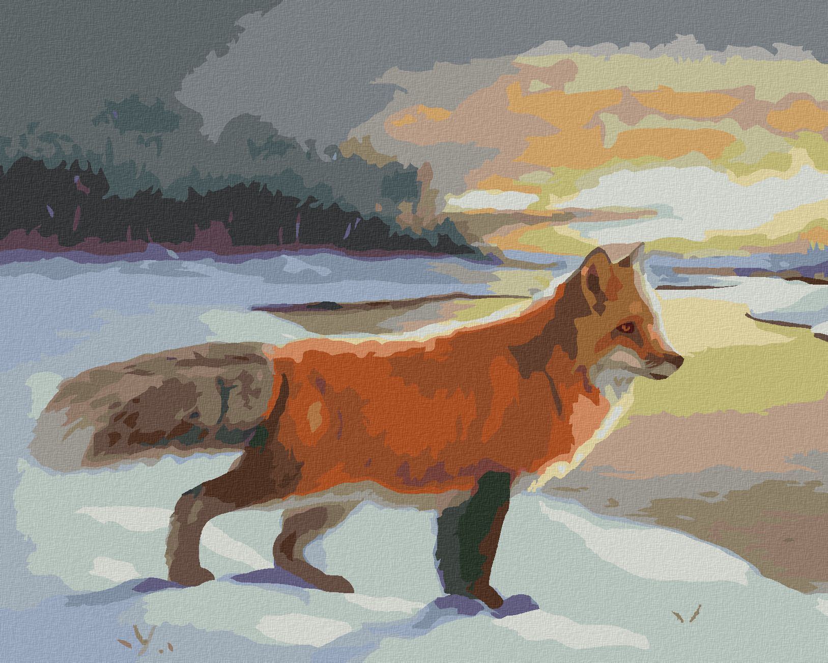 zuty Malování podle čísel - LIŠKA V ZIMĚ (D. RUSTY RUST) - Rozměr: 40x50 cm, Rámování: Varianta: vypnuté plátno na rám - obrázek 1