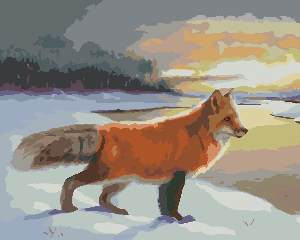 zuty Malování podle čísel - LIŠKA V ZIMĚ (D. RUSTY RUST) - Rozměr: 40x50 cm, Rámování: Varianta: vypnuté plátno na rám - obrázek 2