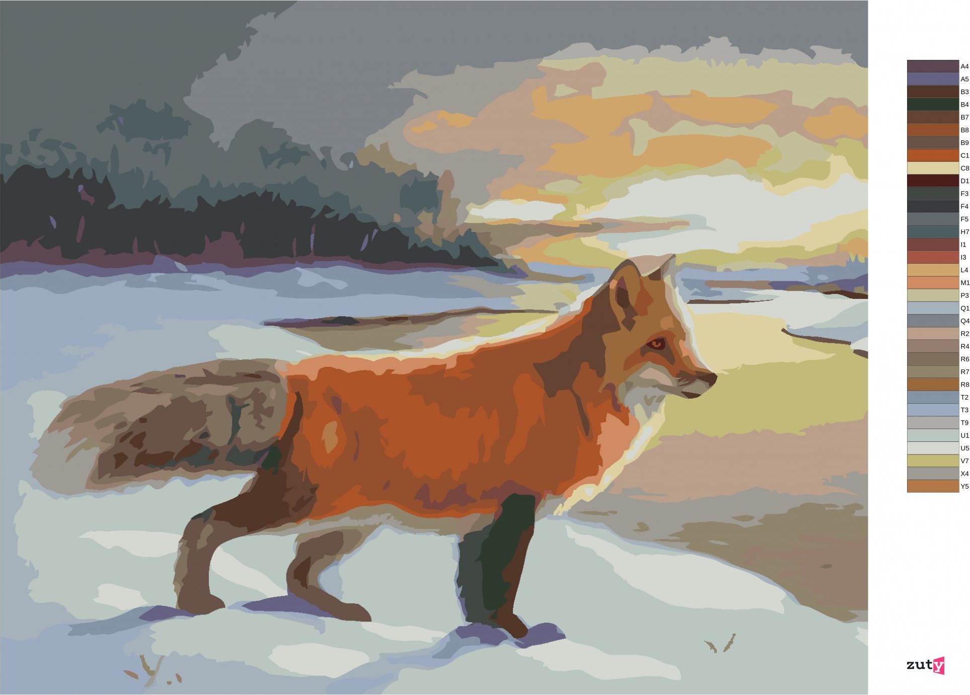 zuty Malování podle čísel - LIŠKA V ZIMĚ (D. RUSTY RUST) - Rozměr: 40x50 cm, Rámování: Varianta: vypnuté plátno na rám - obrázek 5