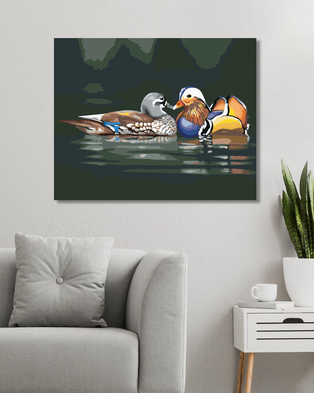 zuty Malování podle čísel - ZAMILOVANÉ KACHNY NA VODĚ (D. RUSTY RUST) - Rozměr: 40x50 cm, Rámování: Varianta: vypnuté plátno na rám - obrázek 2