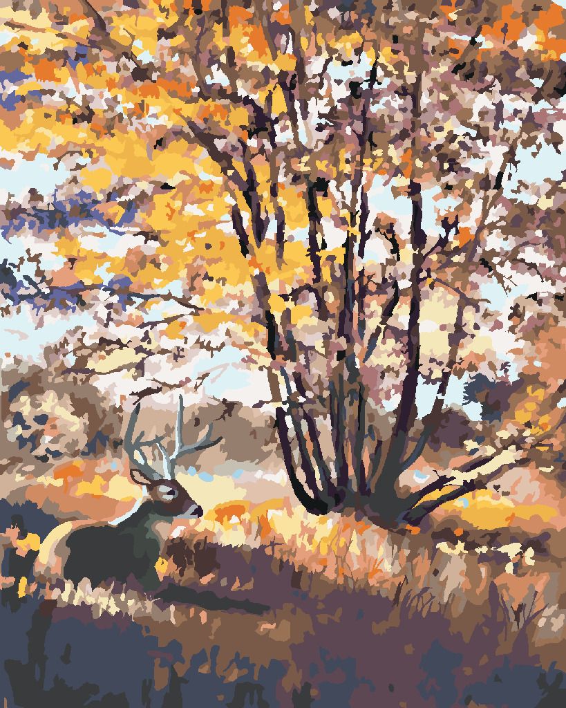 zuty Malování podle čísel - JELEN U STROMU (D. RUSTY RUST) - Rozměr: 40x50 cm, Rámování: Varianta: vypnuté plátno na rám - obrázek 10