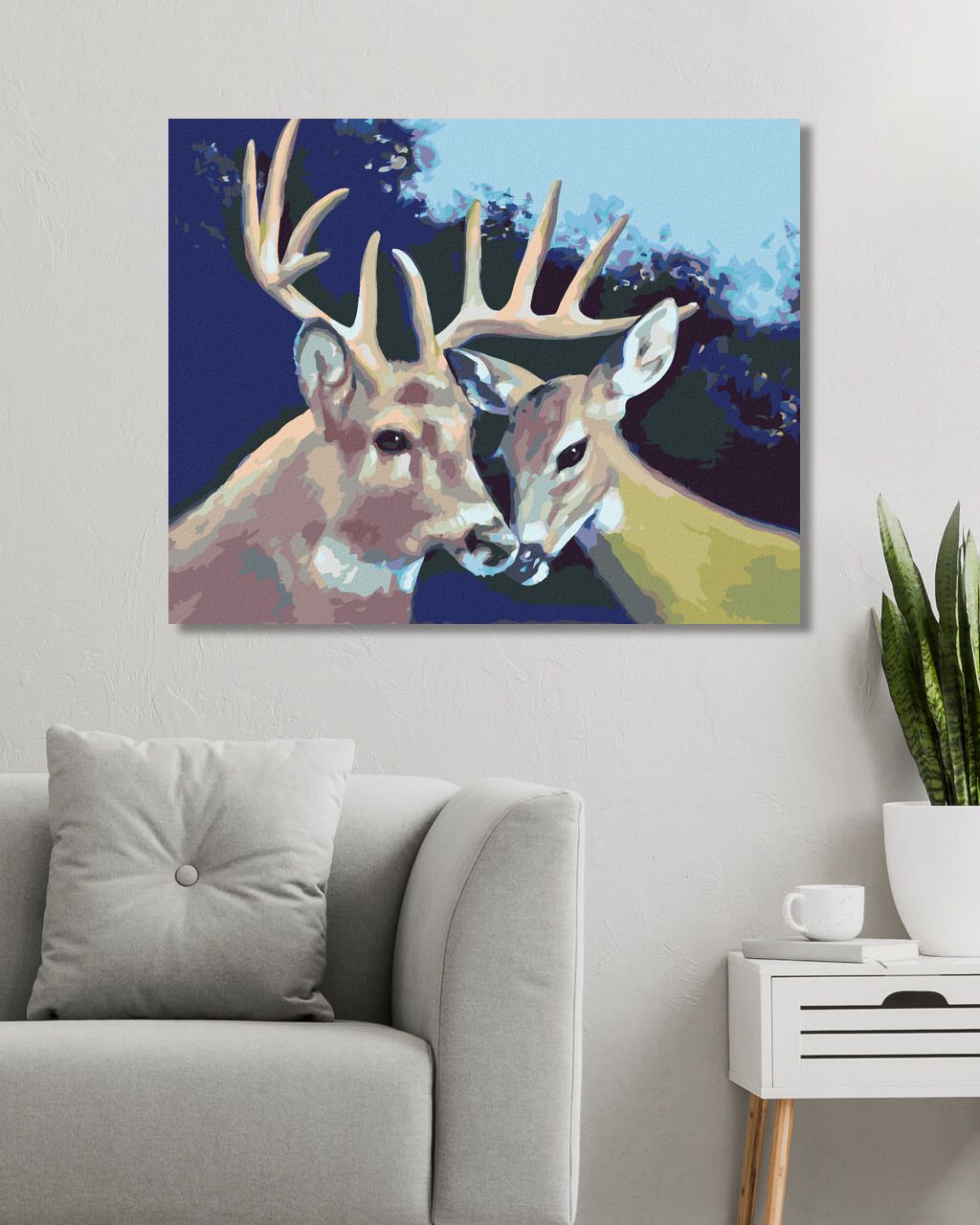zuty Malování podle čísel - ZAMILOVANÝ JELEN A LAŇ (D. RUSTY RUST) - Rozměr: 40x50 cm, Rámování: Varianta: vypnuté plátno na rám - obrázek 3