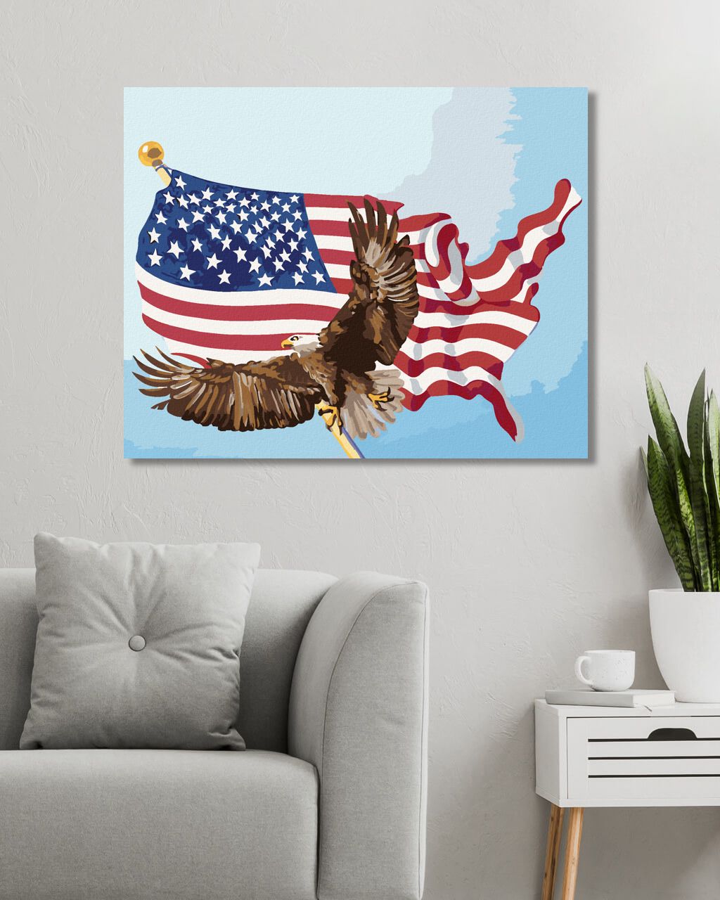 zuty Malování podle čísel - OREL NA STOŽÁRU VLAJKY USA (D. RUSTY RUST) - Rozměr: 40x50 cm, Rámování: Varianta: vypnuté plátno na rám - obrázek 7