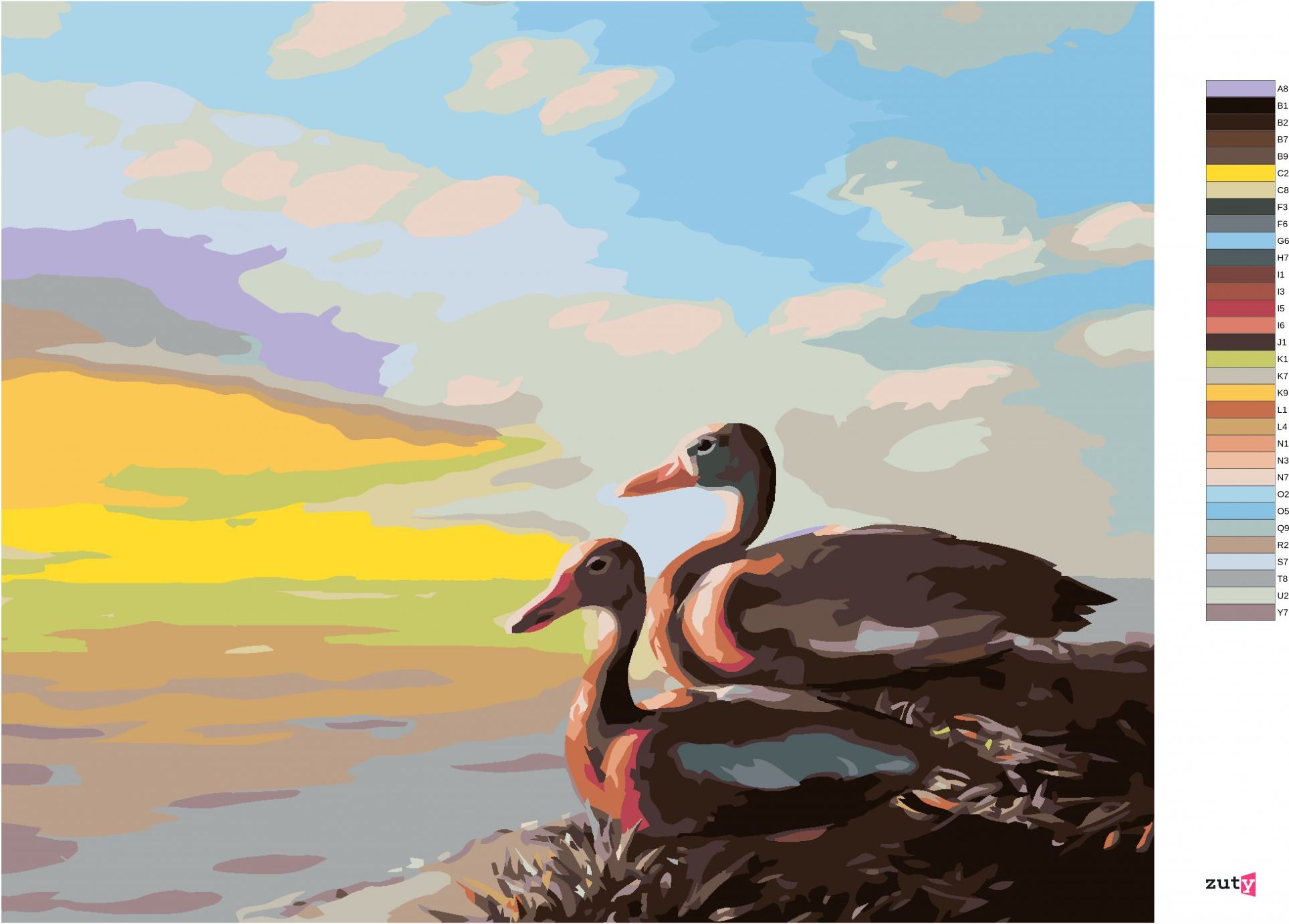zuty Malování podle čísel - KACHNY (D. RUSTY RUST) - Rozměr: 40x50 cm, Rámování: Varianta: vypnuté plátno na rám - obrázek 9
