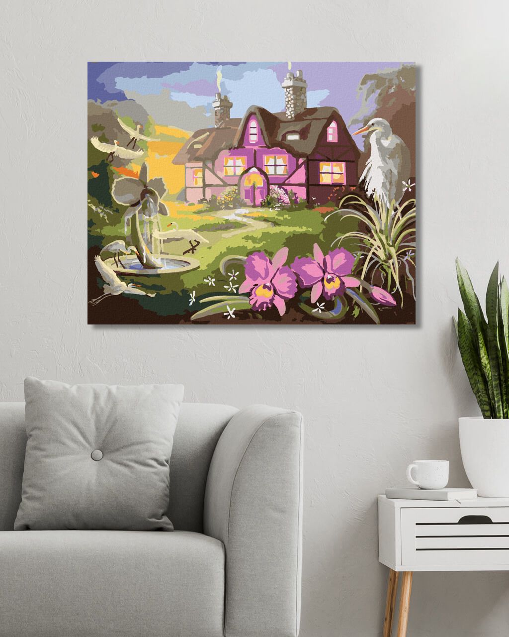 zuty Malování podle čísel - VOLAVKY U RŮŽOVÉHO DOMU (D. RUSTY RUST) - Rozměr: 40x50 cm, Rámování: Varianta: bez rámu a bez vypnutí plátna - obrázek 3