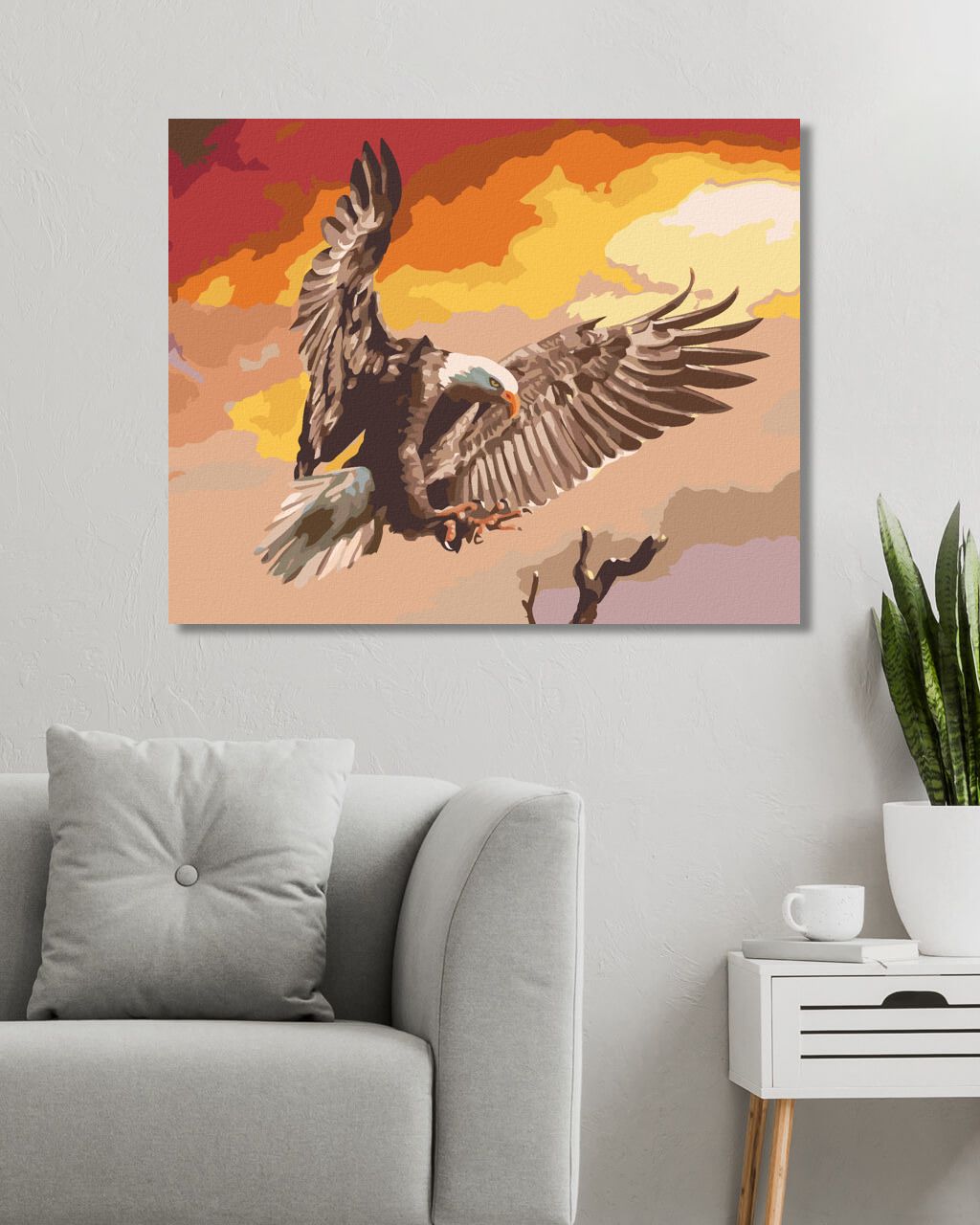zuty Malování podle čísel - LETÍCÍ OREL NA ČERVENÉM POZADÍ (D. RUSTY RUST) - Rozměr: 40x50 cm, Rámování: Varianta: bez rámu a bez vypnutí plátna - obrázek 8