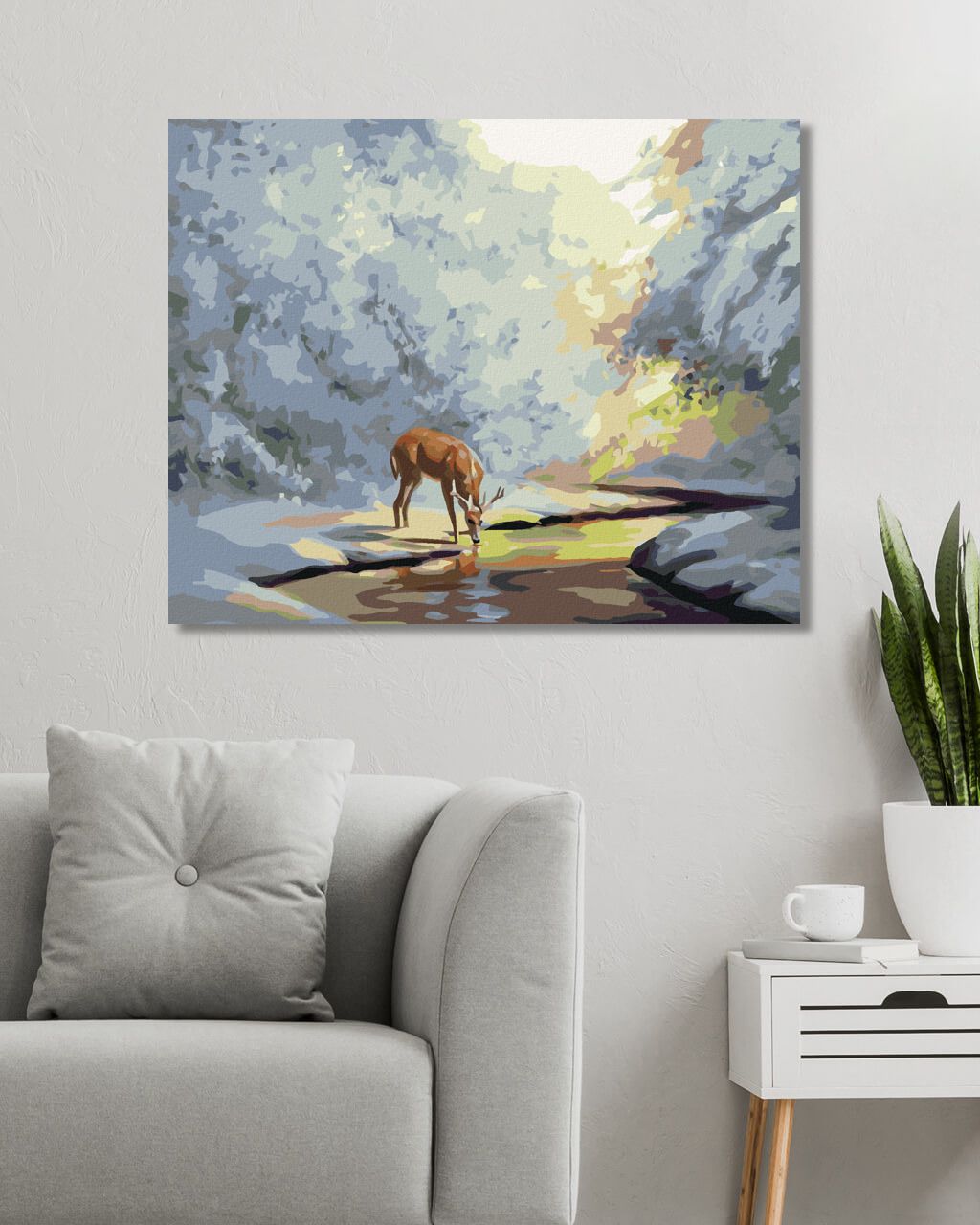 zuty Malování podle čísel - JELEN PIJE ZE ZAMRZLÉHO POTOKA (D. RUSTY RUST) - Rozměr: 40x50 cm, Rámování: Varianta: bez rámu a bez vypnutí plátna - obrázek 9