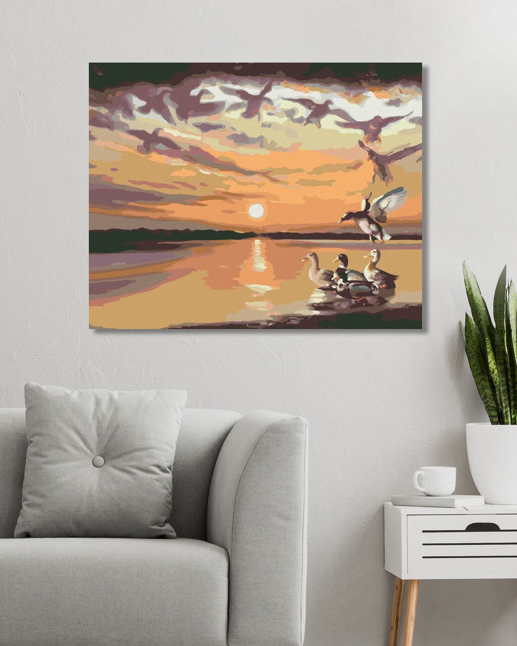 zuty Malování podle čísel - KACHNY, MRAKY A ZÁPAD SLUNCE (D. RUSTY RUST) - Rozměr: 40x50 cm, Rámování: Varianta: vypnuté plátno na rám - obrázek 10