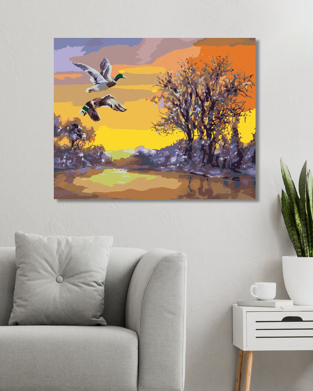 zuty Malování podle čísel - LETÍCÍ KACHNY NAD ŘEKOU V ZIMĚ (D. RUSTY RUST) - Rozměr: 40x50 cm, Rámování: Varianta: bez rámu a bez vypnutí plátna - obrázek 4