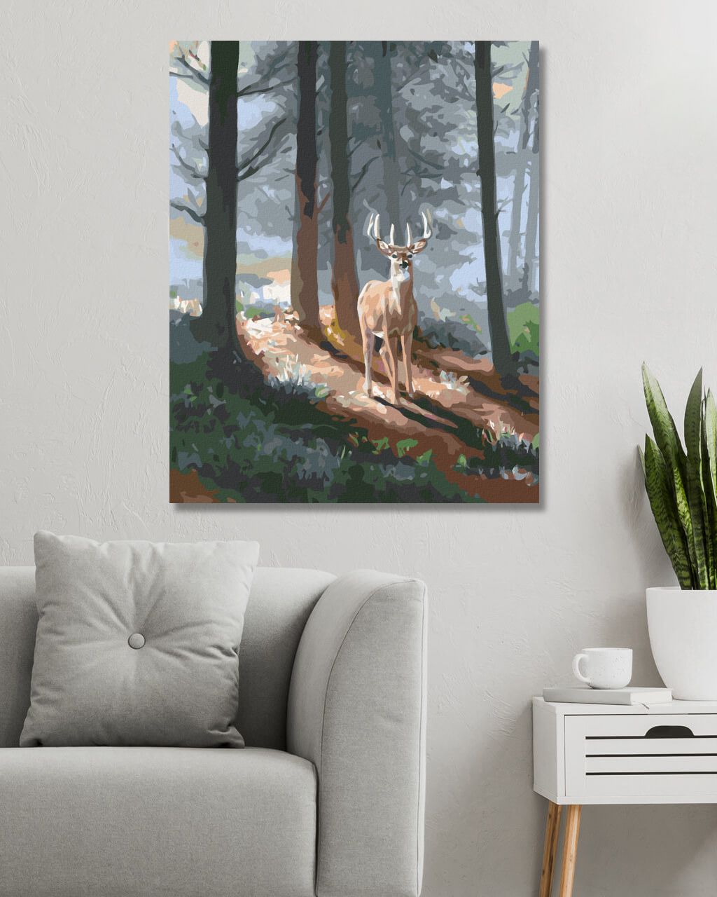 zuty Malování podle čísel - JELEN A JEHLIČNATÝ LES (D. RUSTY RUST) - Rozměr: 40x50 cm, Rámování: Varianta: bez rámu a bez vypnutí plátna - obrázek 7