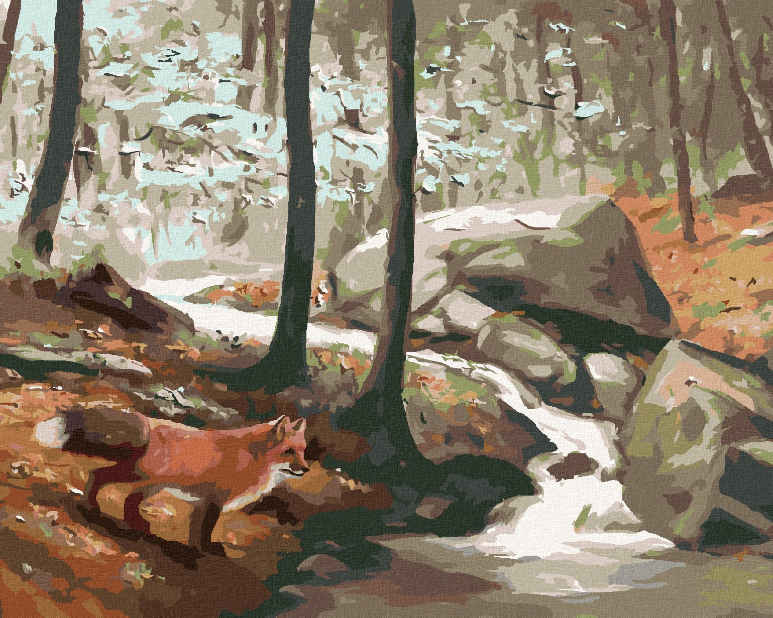 zuty Malování podle čísel - LIŠKA U POTOKA (D. RUSTY RUST) - Rozměr: 40x50 cm, Rámování: Varianta: bez rámu a bez vypnutí plátna - obrázek 1