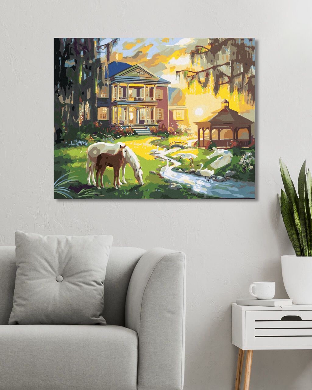 zuty Malování podle čísel - KŮŇ S HŘÍBĚTEM U DOMU (D. RUSTY RUST) - Rozměr: 40x50 cm, Rámování: Varianta: vypnuté plátno na rám - obrázek 8