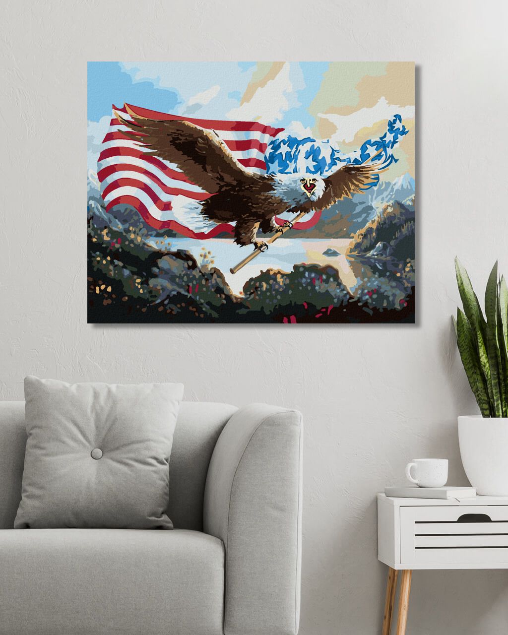 zuty Malování podle čísel - OREL S VLAJKOU USA (D. RUSTY RUST) - Rozměr: 40x50 cm, Rámování: Varianta: bez rámu a bez vypnutí plátna - obrázek 7