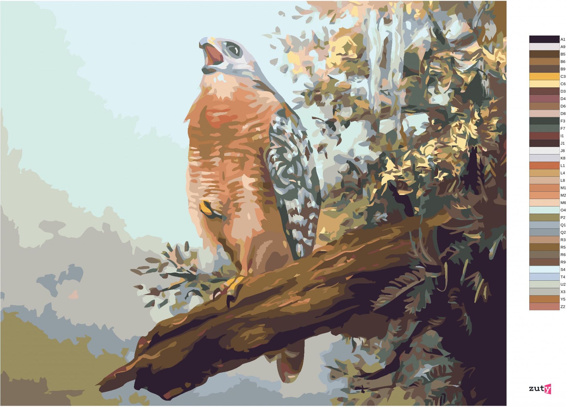 zuty Malování podle čísel - DRAVEC NA VĚTVI (D. RUSTY RUST) - Rozměr: 40x50 cm, Rámování: Varianta: bez rámu a bez vypnutí plátna - obrázek 10