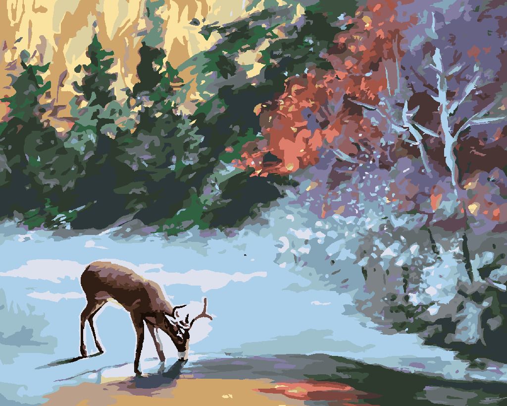 zuty Malování podle čísel - JELEN U ZAMRZLÉHO POTOKA (D. RUSTY RUST) - Rozměr: 40x50 cm, Rámování: Varianta: bez rámu a bez vypnutí plátna - obrázek 10