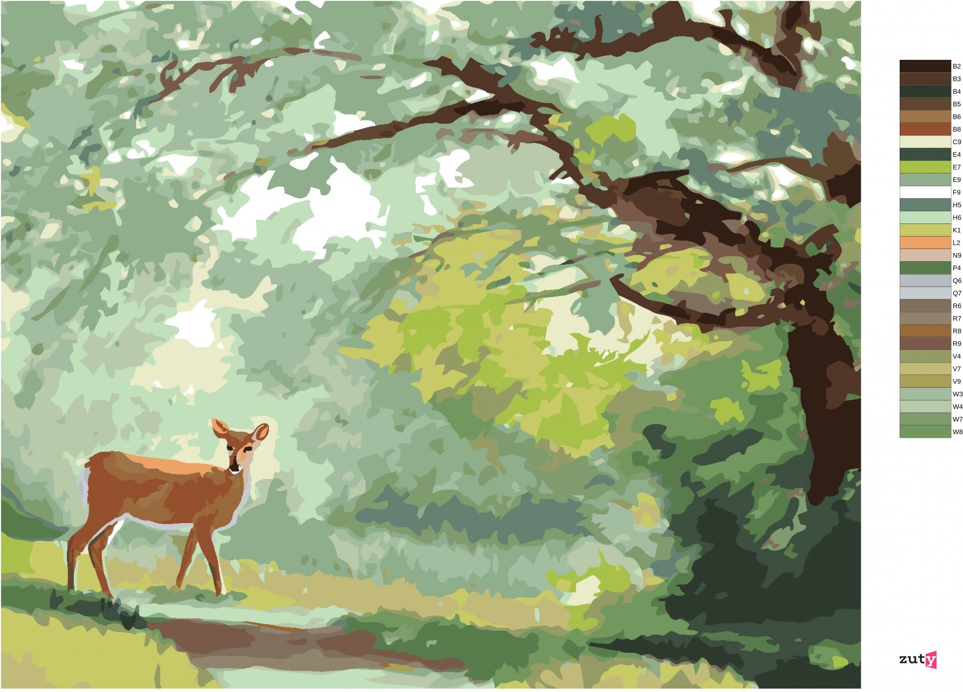 zuty Malování podle čísel - LAŇ NA LESNÍ PĚŠINĚ (D. RUSTY RUST) - Rozměr: 40x50 cm, Rámování: Varianta: vypnuté plátno na rám - obrázek 9