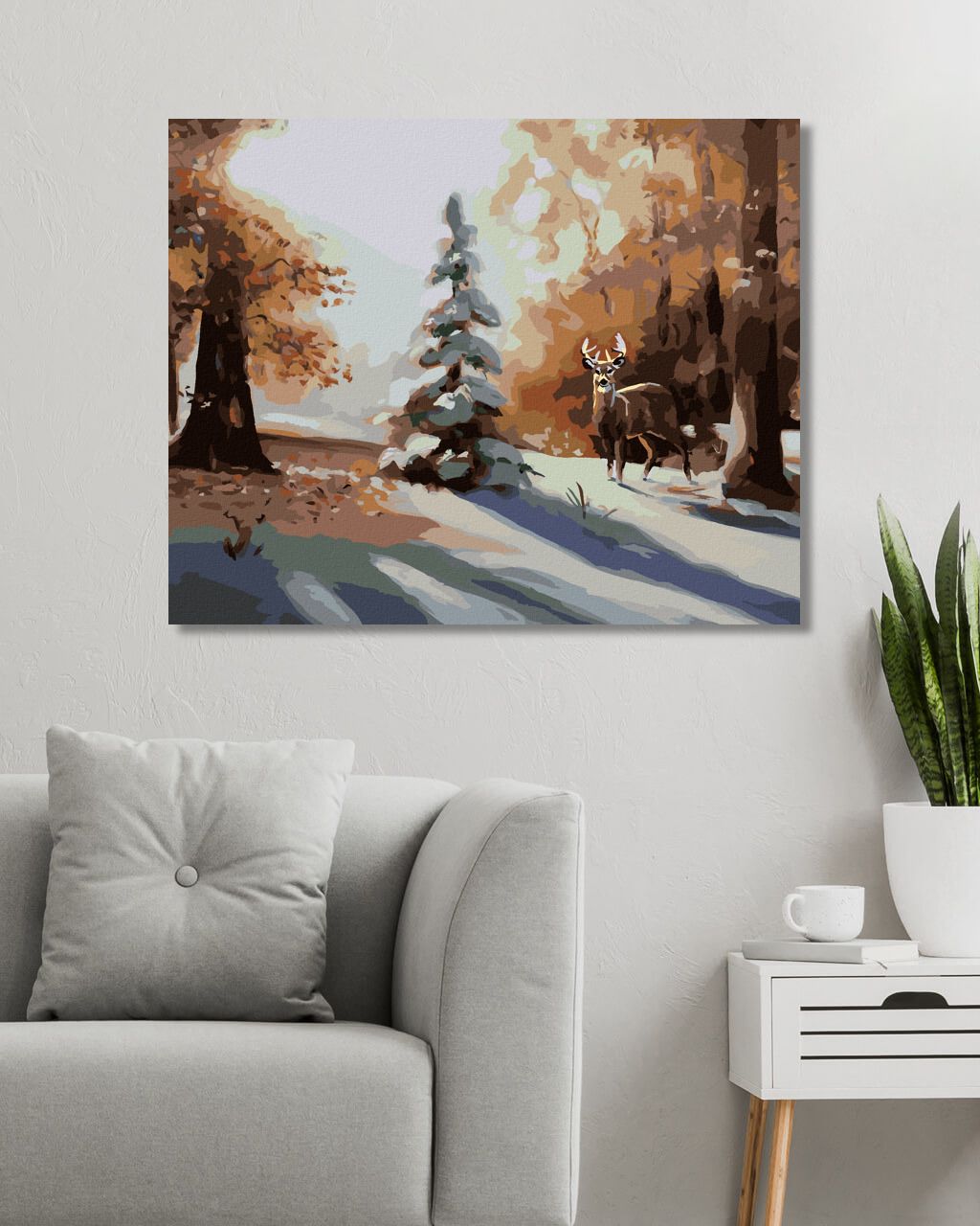 zuty Malování podle čísel - JELEN U ZASNĚŽENÉHO STROMU (D. RUSTY RUST) - Rozměr: 40x50 cm, Rámování: Varianta: vypnuté plátno na rám - obrázek 7