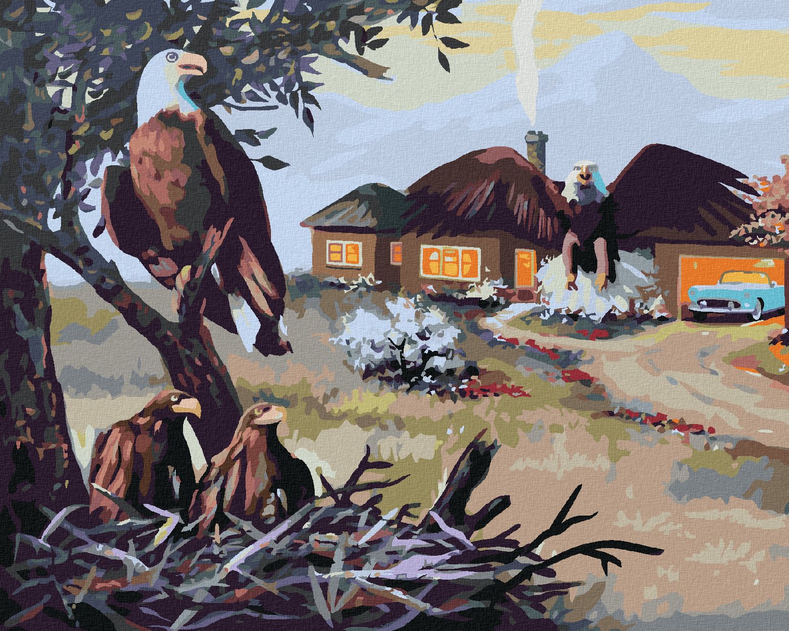zuty Malování podle čísel - ORLÍ HNÍZDO U DOMU (D. RUSTY RUST) - Rozměr: 40x50 cm, Rámování: Varianta: vypnuté plátno na rám - obrázek 1