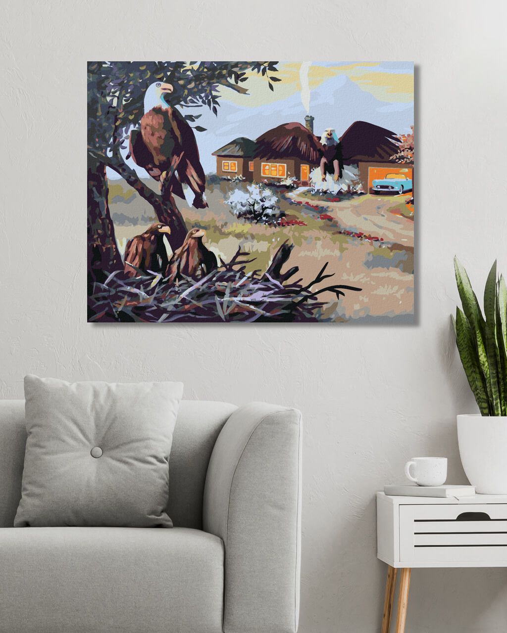 zuty Malování podle čísel - ORLÍ HNÍZDO U DOMU (D. RUSTY RUST) - Rozměr: 40x50 cm, Rámování: Varianta: vypnuté plátno na rám - obrázek 8