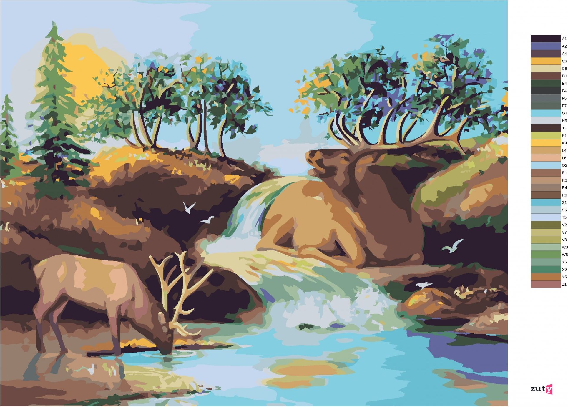 zuty Malování podle čísel - LOS U NAPAJEDLA (D. RUSTY RUST) - Rozměr: 40x50 cm, Rámování: Varianta: vypnuté plátno na rám - obrázek 7