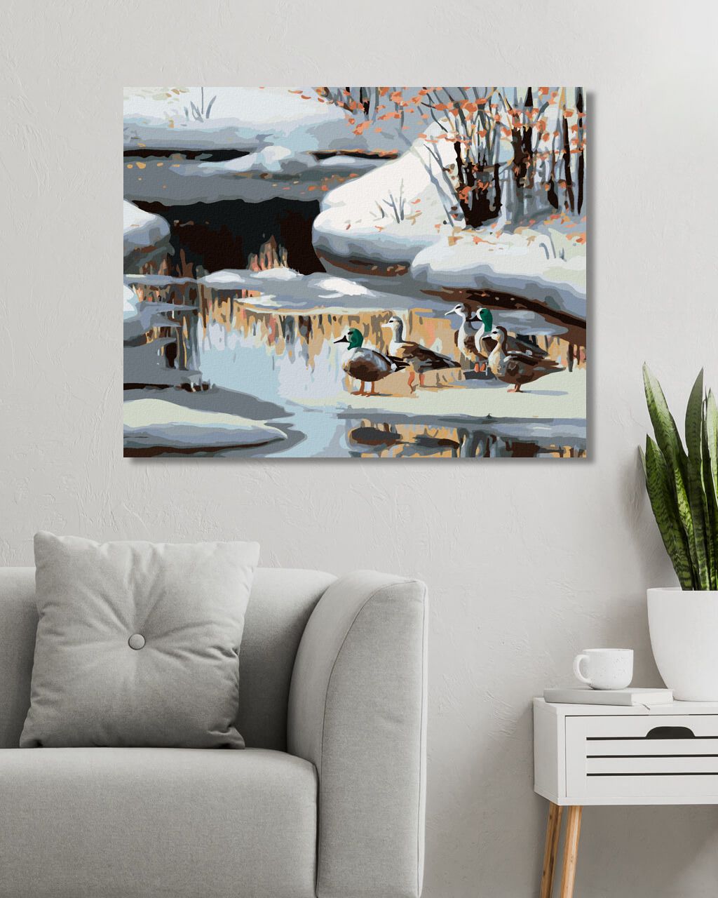 zuty Malování podle čísel - KACHNA NA ZAMRZLÉ ŘECE (D. RUSTY RUST) - Rozměr: 40x50 cm, Rámování: Varianta: vypnuté plátno na rám - obrázek 4