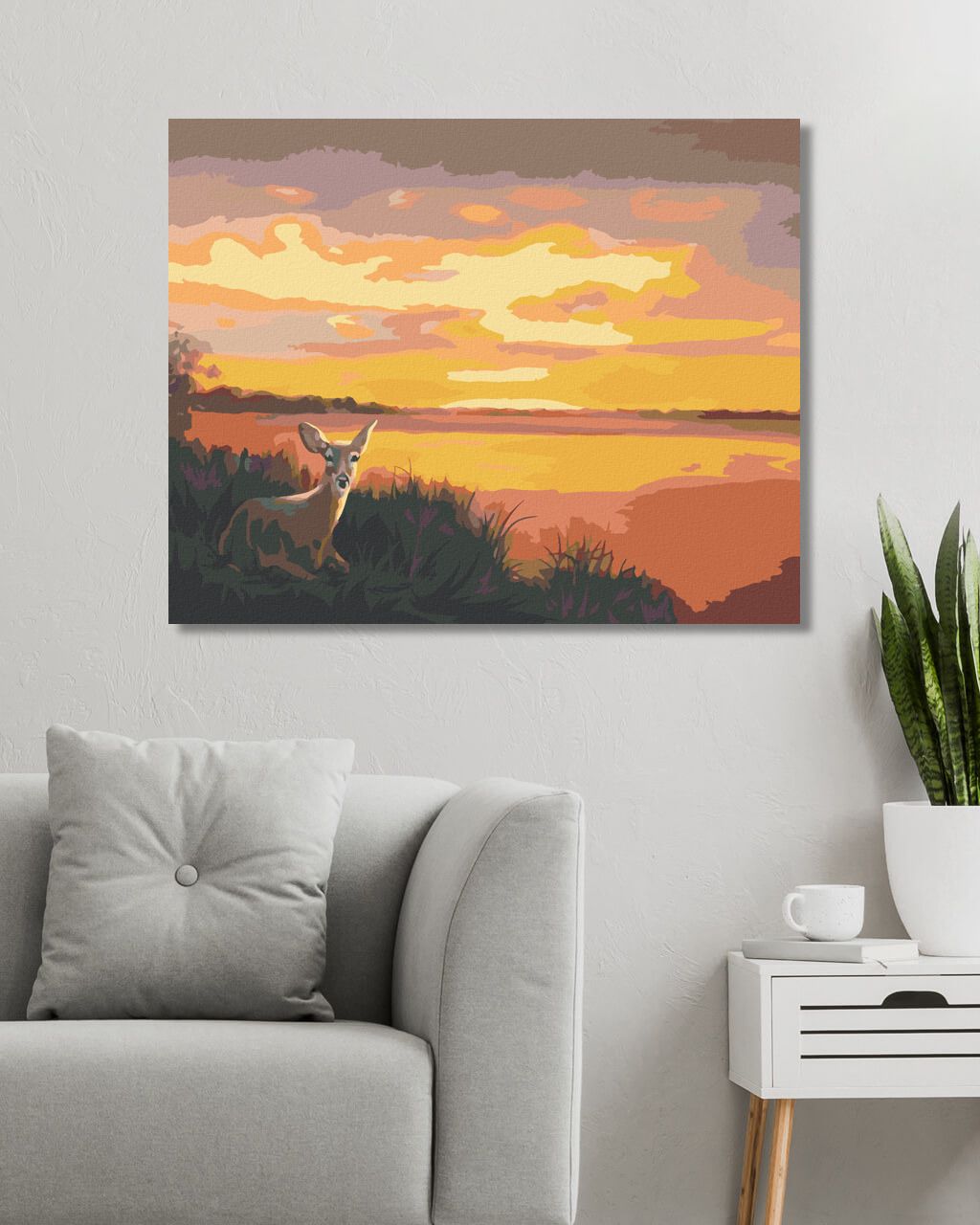 zuty Malování podle čísel - LEŽÍCÍ SRNA A ZÁPAD SLUNCE (D. RUSTY RUST) - Rozměr: 40x50 cm, Rámování: Varianta: bez rámu a bez vypnutí plátna - obrázek 9