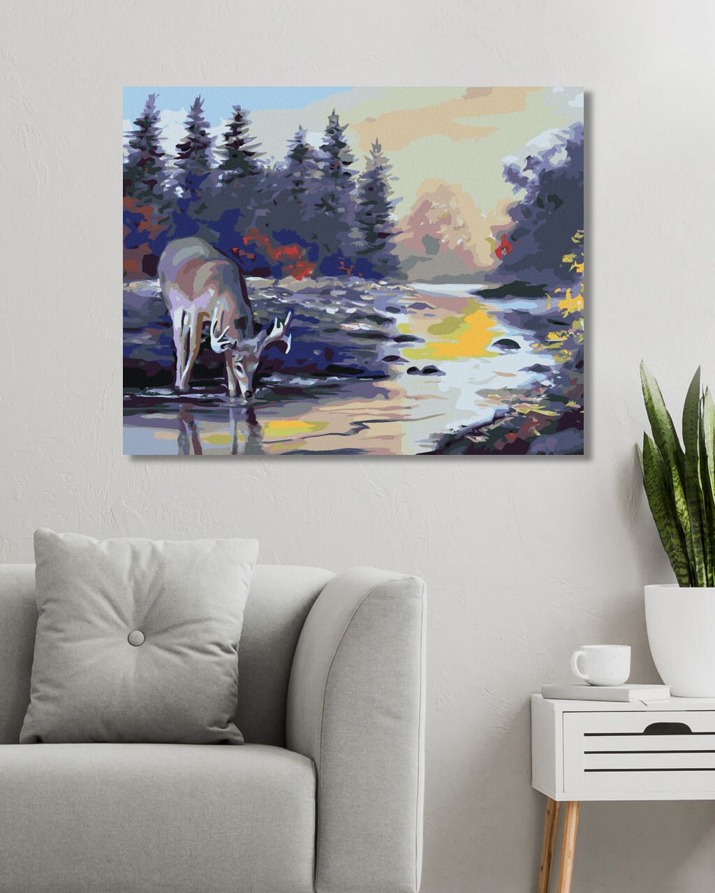 zuty Malování podle čísel - JELEN PIJE Z POTOKA (D. RUSTY RUST) - Rozměr: 40x50 cm, Rámování: Varianta: bez rámu a bez vypnutí plátna - obrázek 3