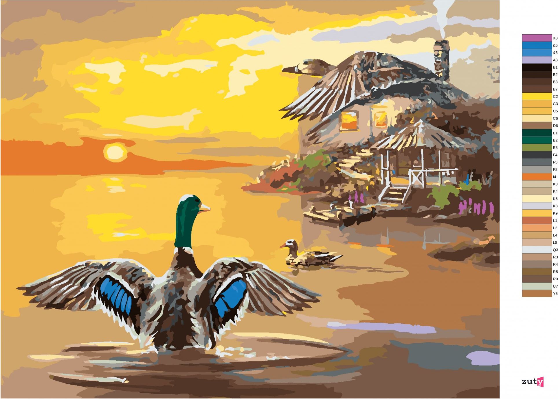 zuty Malování podle čísel - KACHNA V JEZEŘE (D. RUSTY RUST) - Rozměr: 40x50 cm, Rámování: Varianta: bez rámu a bez vypnutí plátna - obrázek 8