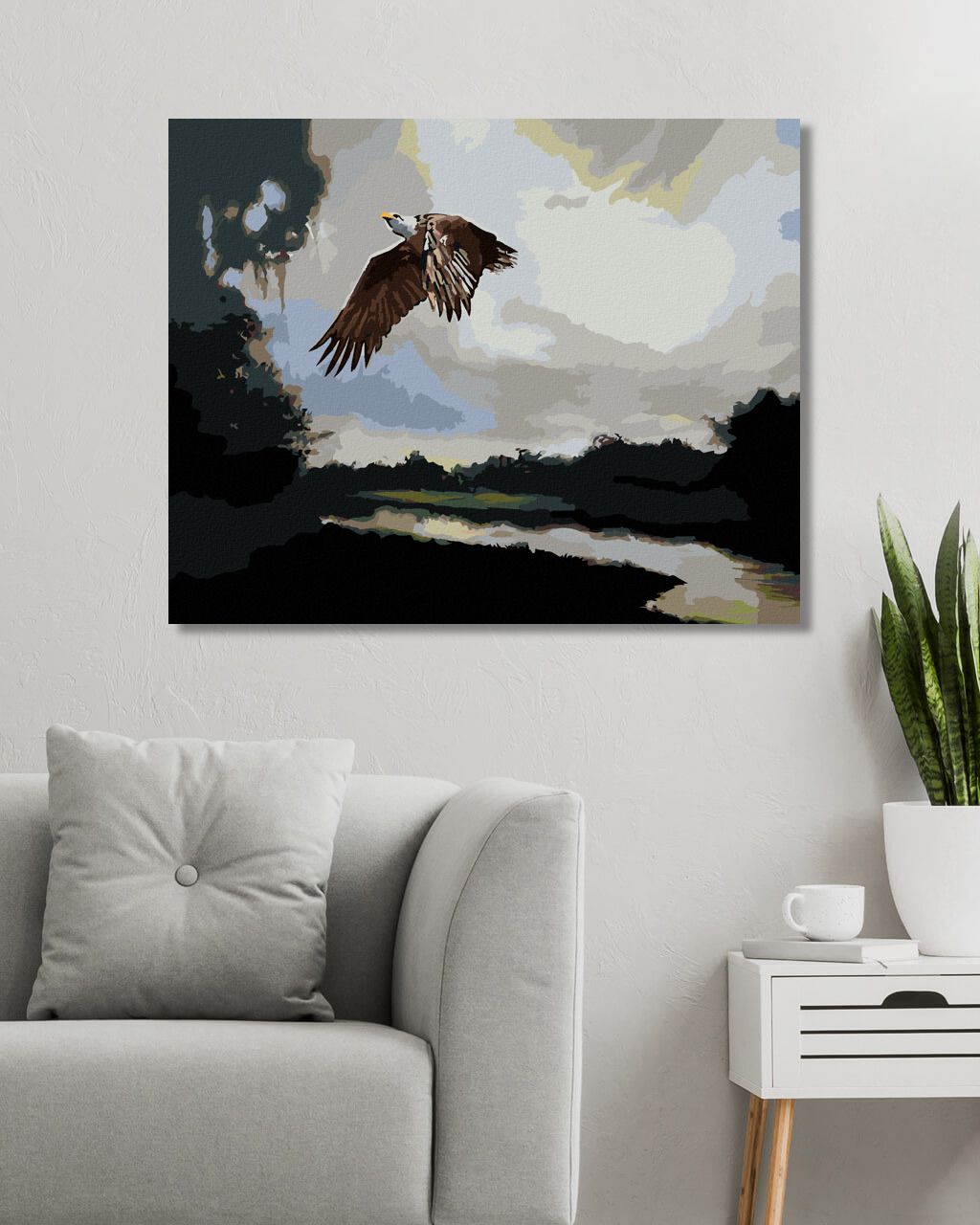 zuty Malování podle čísel - OREL PŘI STMÍVÁNÍ (D. RUSTY RUST) - Rozměr: 40x50 cm, Rámování: Varianta: vypnuté plátno na rám - obrázek 5