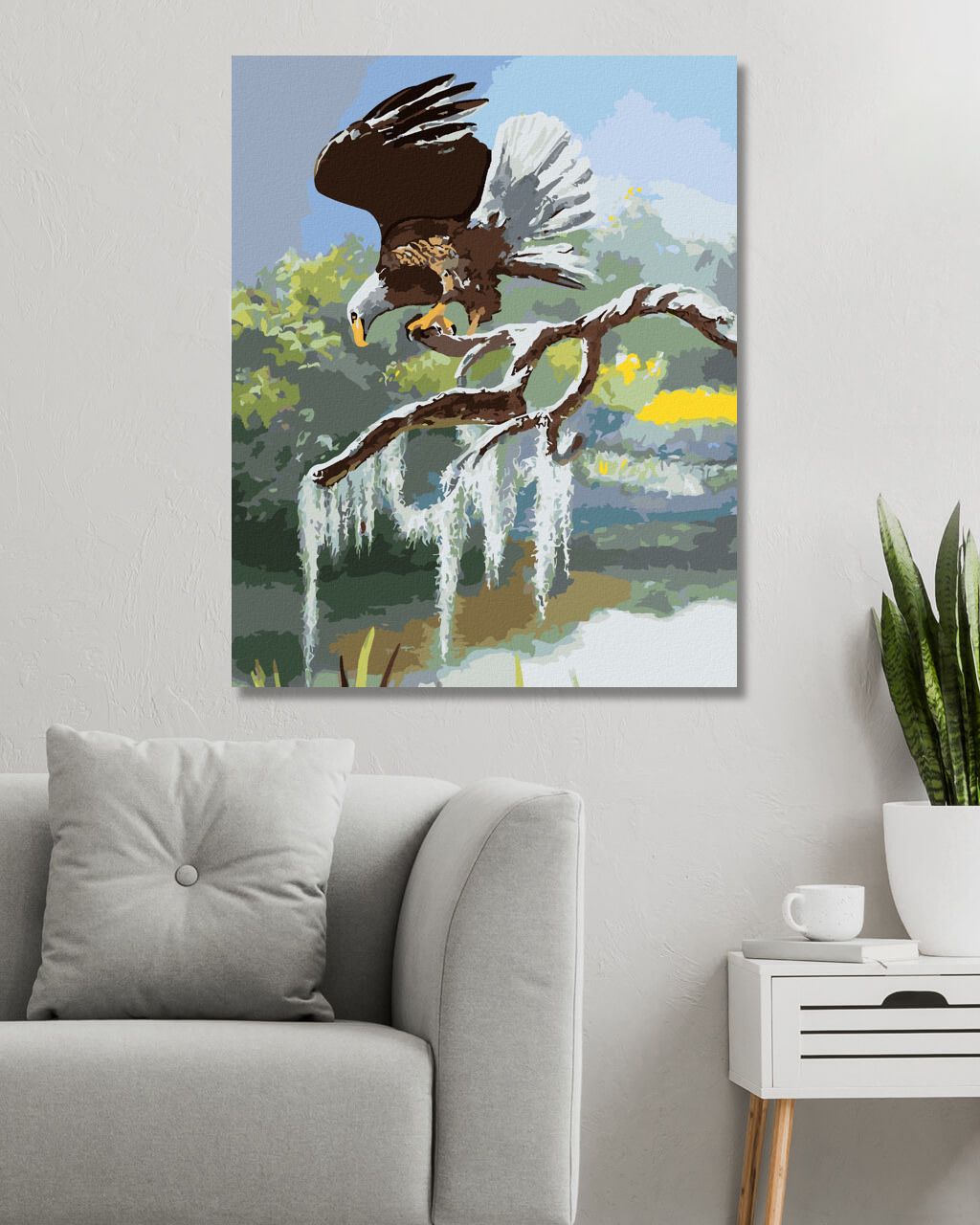 zuty Malování podle čísel - OREL NA VĚTVI U VODY (D. RUSTY RUST) - Rozměr: 40x50 cm, Rámování: Varianta: bez rámu a bez vypnutí plátna - obrázek 6