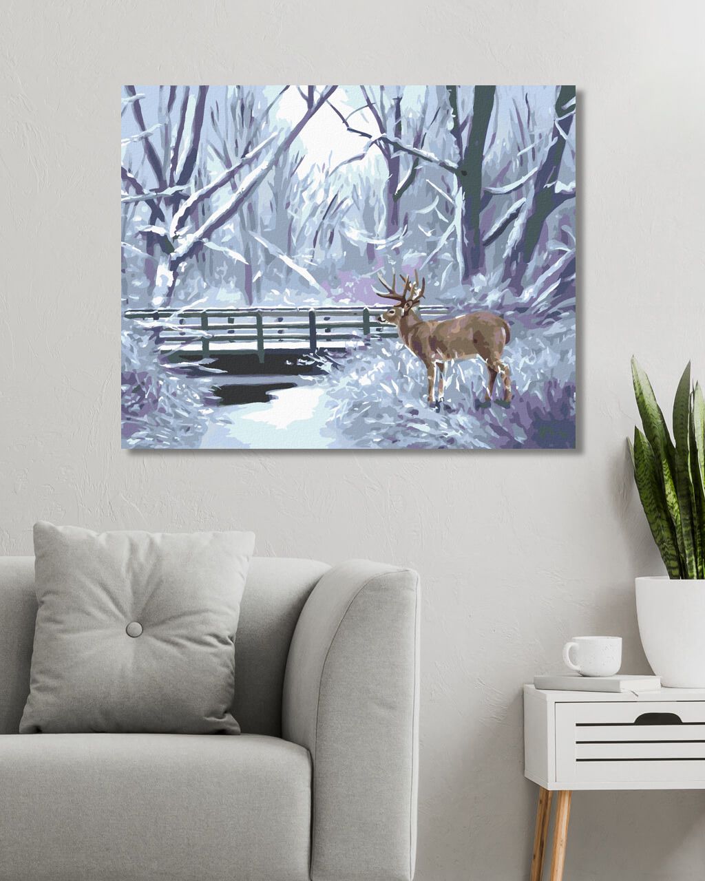 zuty Malování podle čísel - JELEN, ŘEKA A MOST V ZIMĚ (D. RUSTY RUST) - Rozměr: 40x50 cm, Rámování: Varianta: bez rámu a bez vypnutí plátna - obrázek 10