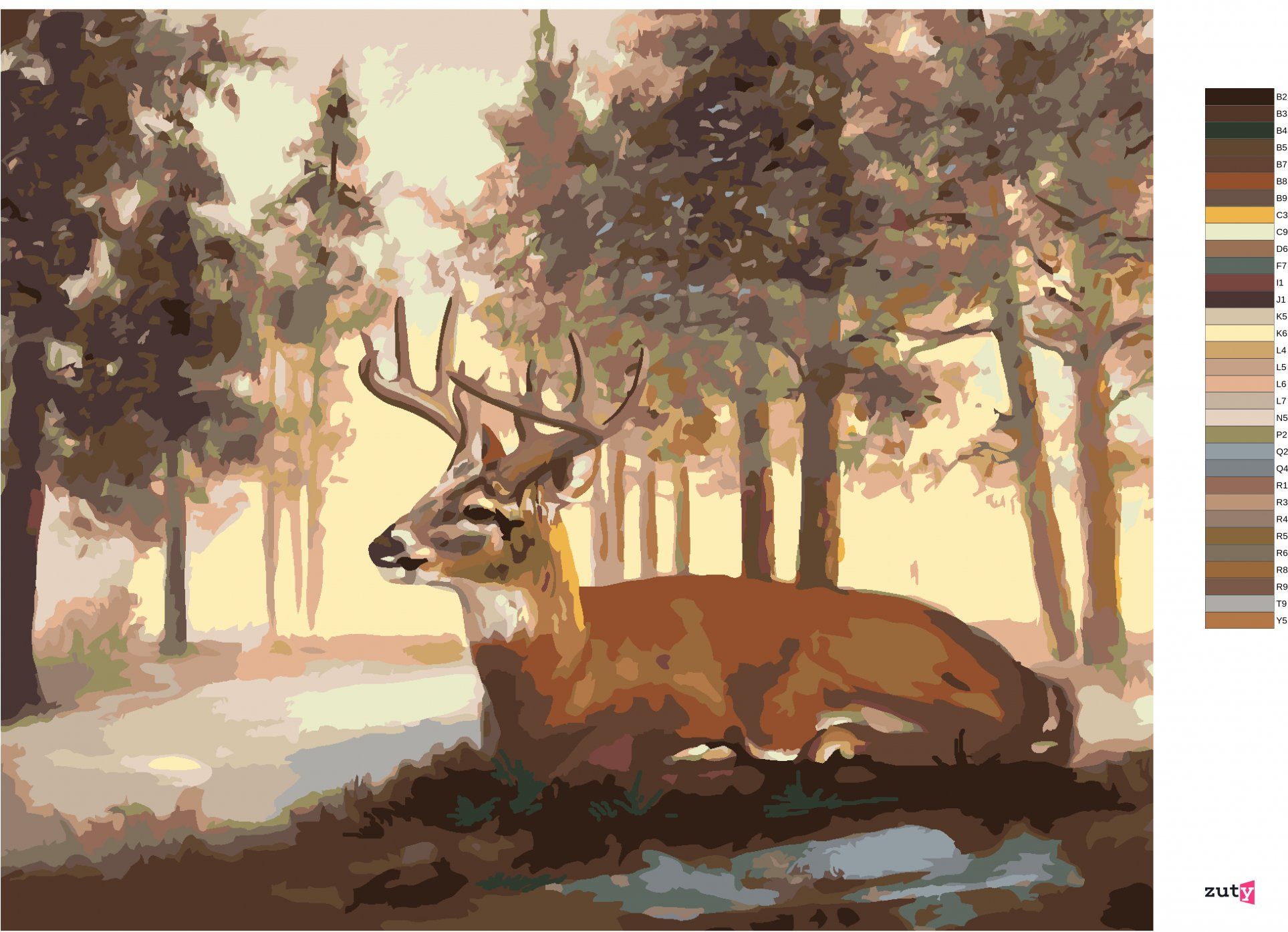 zuty Malování podle čísel - LEŽÍCÍ JELEN A ZIMNÍ KRAJINA (D. RUSTY RUST) - Rozměr: 40x50 cm, Rámování: Varianta: bez rámu a bez vypnutí plátna - obrázek 10