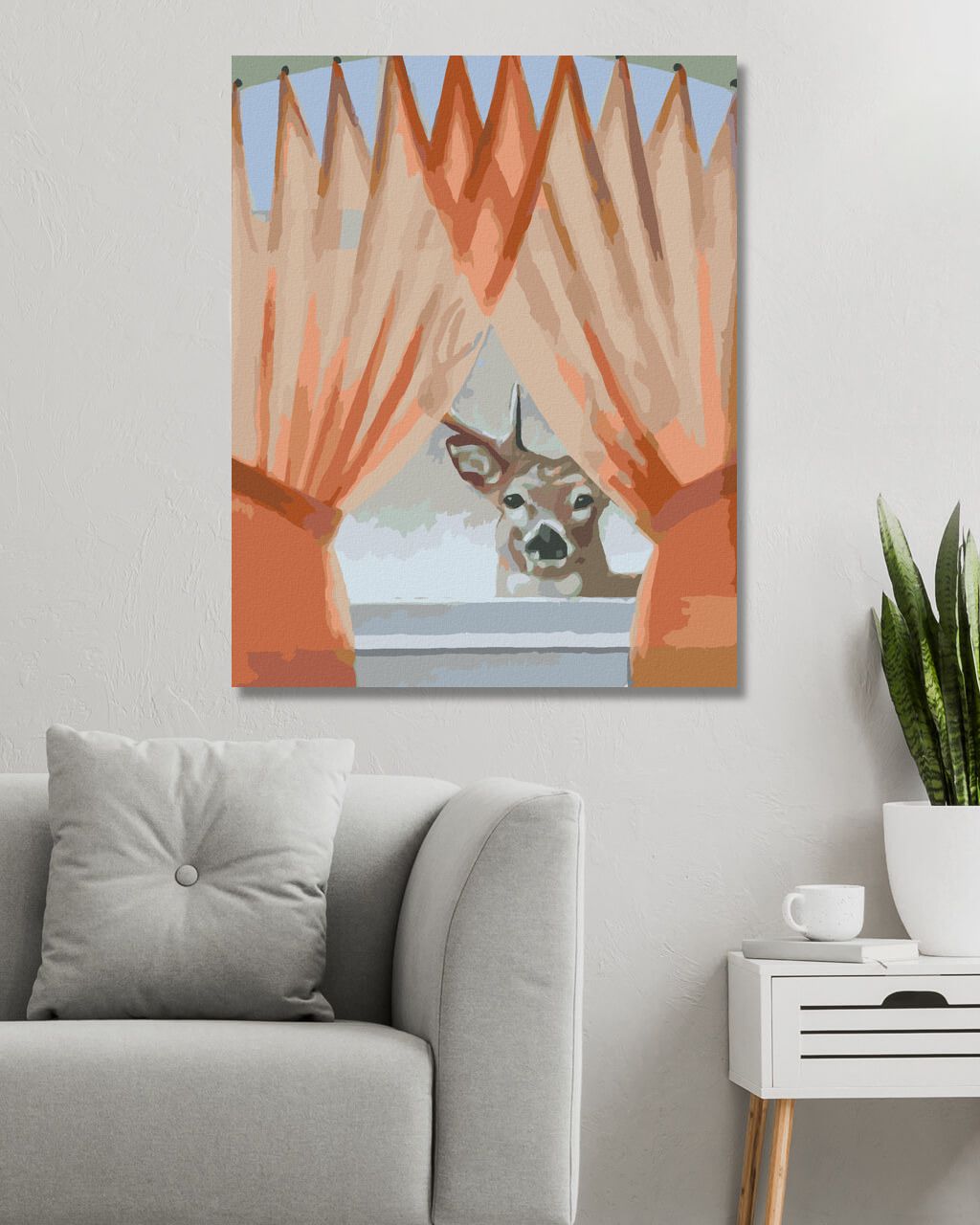 zuty Malování podle čísel - JELEN ZA OKNEM (D. RUSTY RUST) - Rozměr: 40x50 cm, Rámování: Varianta: vypnuté plátno na rám - obrázek 4