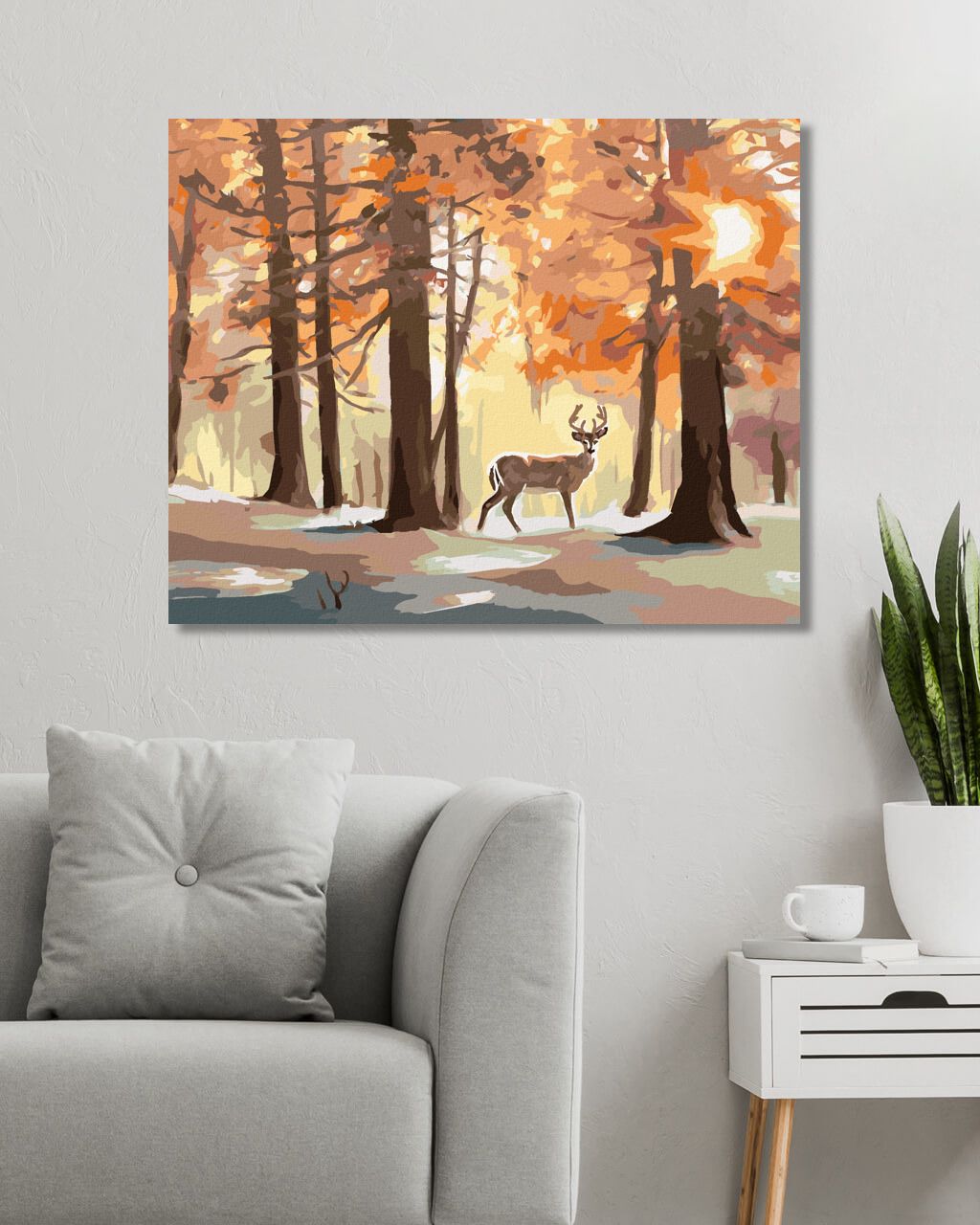 zuty Malování podle čísel - JELEN V LESE (D. RUSTY RUST) - Rozměr: 40x50 cm, Rámování: Varianta: bez rámu a bez vypnutí plátna - obrázek 2
