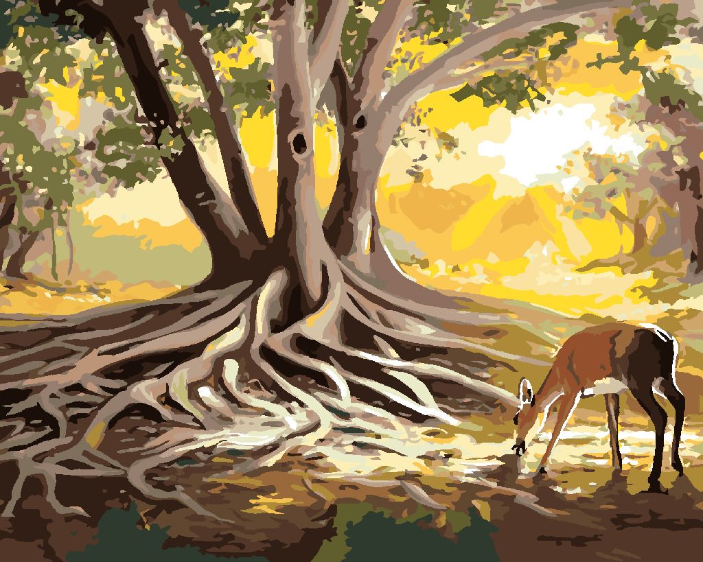 zuty Malování podle čísel - LAŇ U KOŘENE STROMU (D. RUSTY RUST) - Rozměr: 40x50 cm, Rámování: Varianta: bez rámu a bez vypnutí plátna - obrázek 3