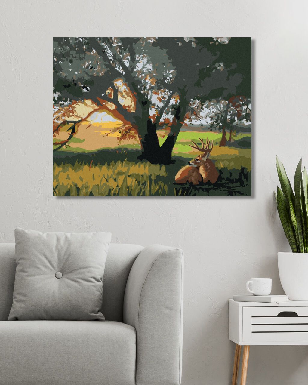 zuty Malování podle čísel - JELEN POD STROMEM (D. RUSTY RUST) - Rozměr: 40x50 cm, Rámování: Varianta: vypnuté plátno na rám - obrázek 4