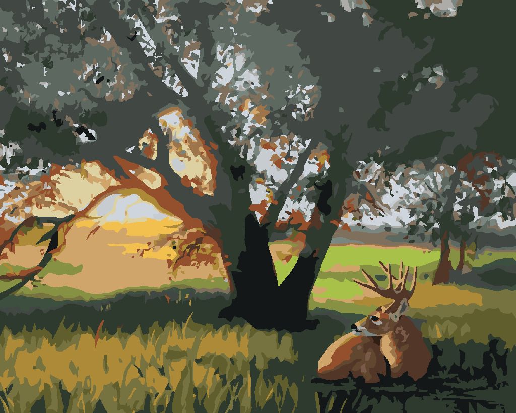 zuty Malování podle čísel - JELEN POD STROMEM (D. RUSTY RUST) - Rozměr: 40x50 cm, Rámování: Varianta: vypnuté plátno na rám - obrázek 10