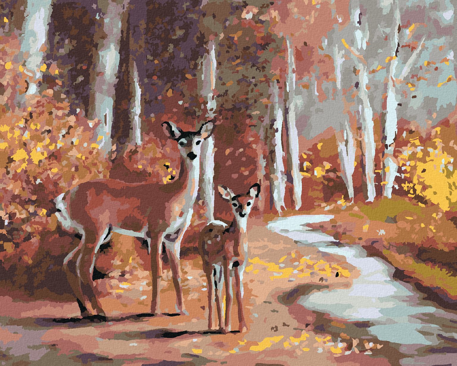 zuty Malování podle čísel - LAŇ S MLÁDĚTEM (D. RUSTY RUST) - Rozměr: 40x50 cm, Rámování: Varianta: vypnuté plátno na rám - obrázek 1