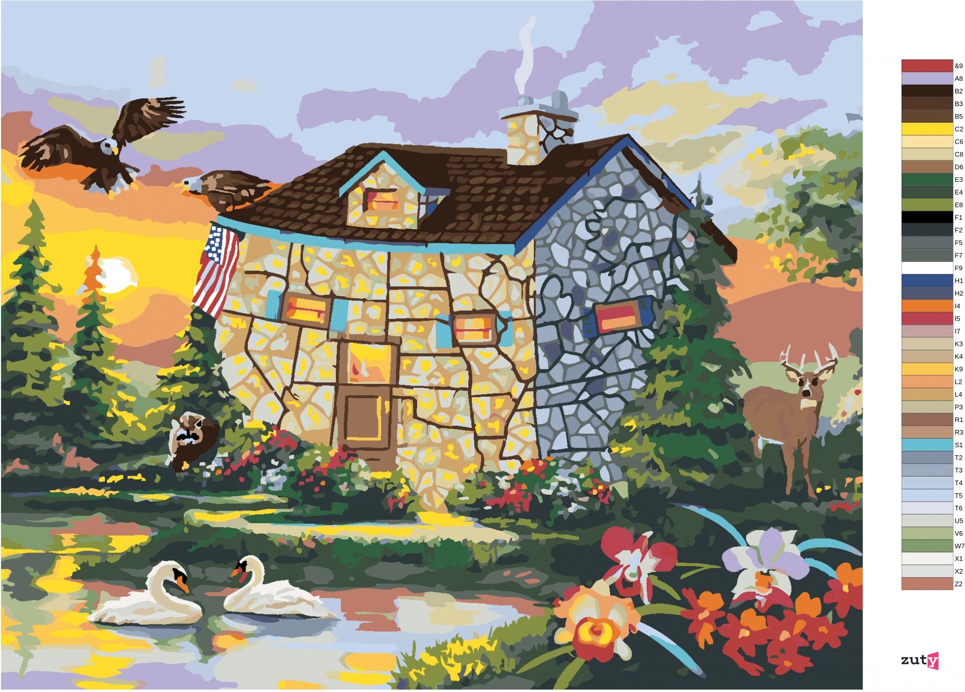 zuty Malování podle čísel - ATYPICKÝ DŮM U JEZERA (D. RUSTY RUST) - Rozměr: 40x50 cm, Rámování: Varianta: bez rámu a bez vypnutí plátna - obrázek 8