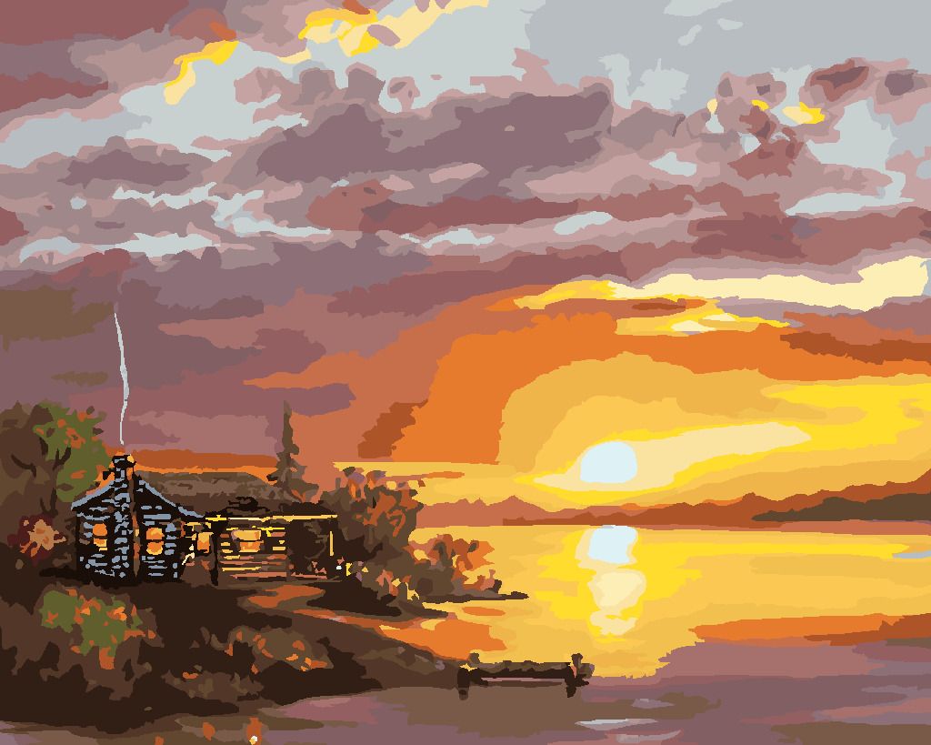 zuty Malování podle čísel - CHATA ZA SOUMRAKU (D. RUSTY RUST) - Rozměr: 40x50 cm, Rámování: Varianta: bez rámu a bez vypnutí plátna - obrázek 2
