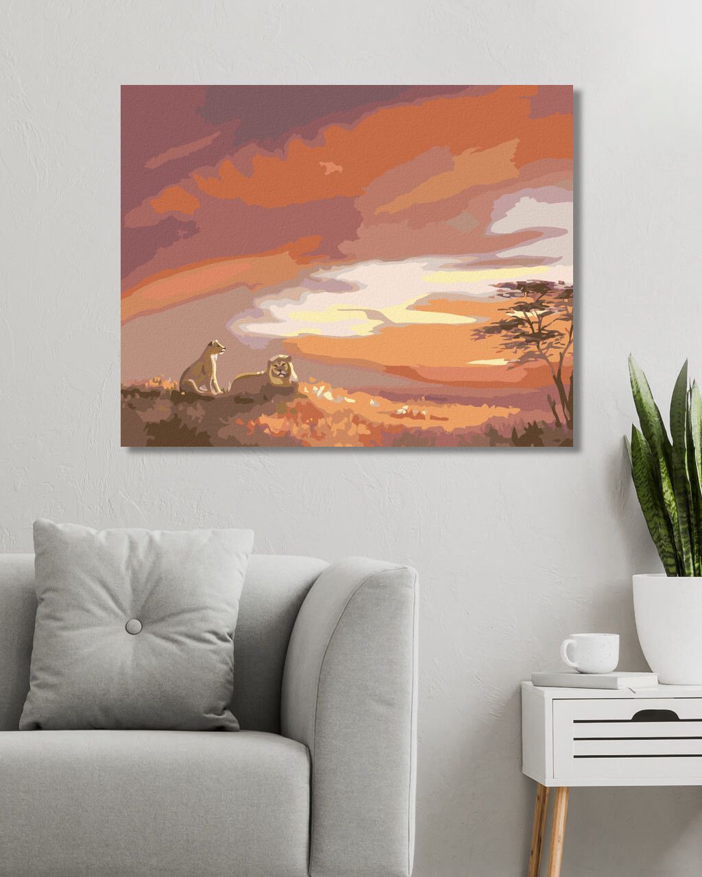 zuty Malování podle čísel - LEV A LVICE PŘI ZÁPADU SLUNCE (D. RUSTY RUST) - Rozměr: 40x50 cm, Rámování: Varianta: vypnuté plátno na rám - obrázek 6