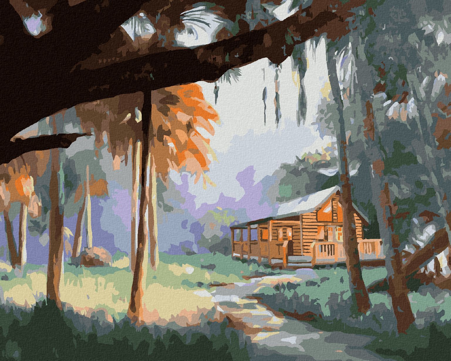 zuty Malování podle čísel - CHATA V PŘÍRODĚ (D. RUSTY RUST) - Rozměr: 40x50 cm, Rámování: Varianta: vypnuté plátno na rám - obrázek 1