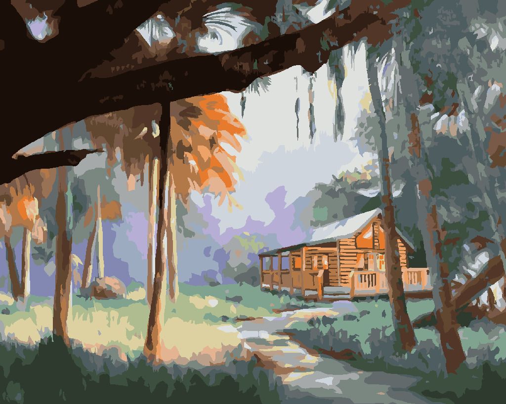 zuty Malování podle čísel - CHATA V PŘÍRODĚ (D. RUSTY RUST) - Rozměr: 40x50 cm, Rámování: Varianta: vypnuté plátno na rám - obrázek 3